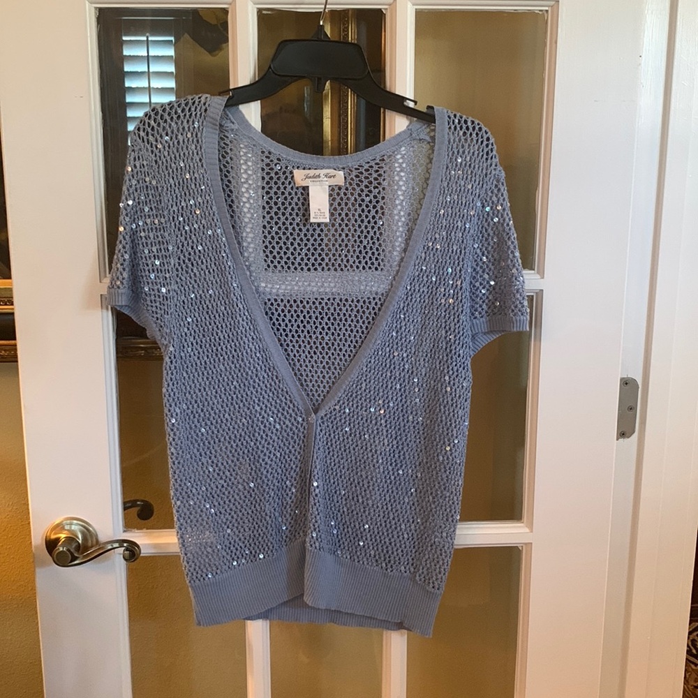 Brand: Judith Hart Collection. Size: XL. Color: blue, sparkly cardigan